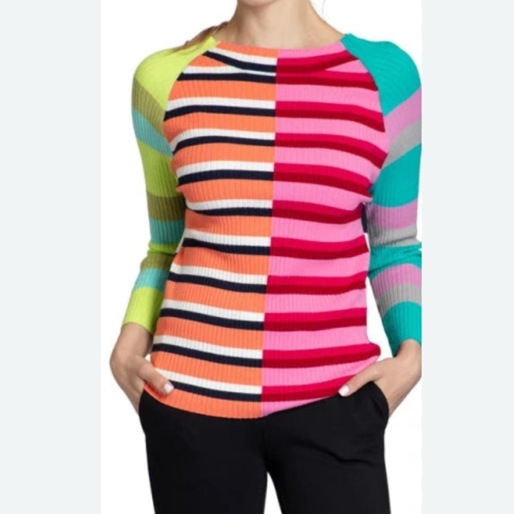 APNY Colorful Striped Long Sleeve Sweater M - Picture 3 of 5